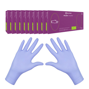 Rękawiczki nitrylowe S fioletowe Mercator Nitrylex Complete 100sztuk karton 10op