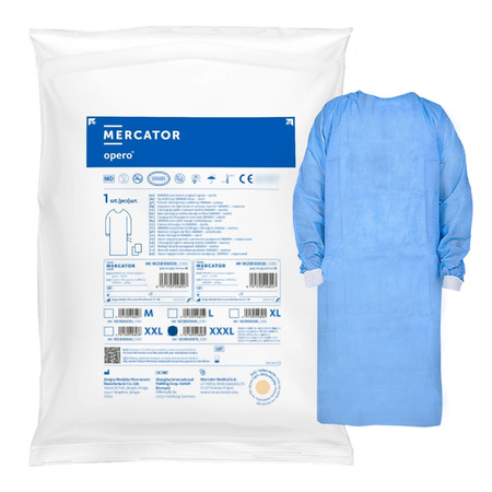 Fartuch sterylny XXXL z mankietem, wiązany na troki (włóknina SMS 35g) 1szt