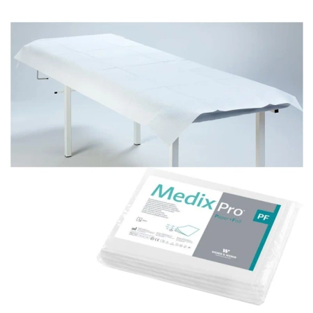 Prześcieradło jednorazowe 77cm x 210cm białe podfoliowane 54g MedixPro 40szt