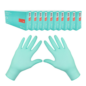 Rękawiczki nitrylowe L zielone Mercator Nitrylex Green 100sztuk karton 10op