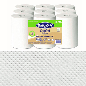Ekologiczny ręcznik papierowy mini 60m biały 2 warstwy w roli do systemu one-to-one Bulkysoft Comfort de-inked 9 rolek