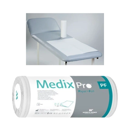 Podkład higieniczny na rolce 50cm x 50cm biały podfoliowany 54g MedixPro 360szt