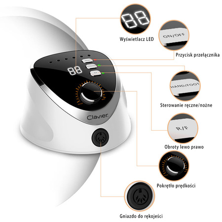 Frezarka - 65W - do Manicure, Paznokci, Pedicure FX 820 - Biała