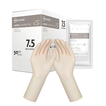 Rękawiczki chirurgiczne lateksowe sterylne 7.5 bezpudrowe Mercator Santex Powder-Free 50 par