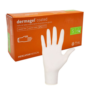Rękawiczki lateksowe S Mercator Dermagel Coated 100szt