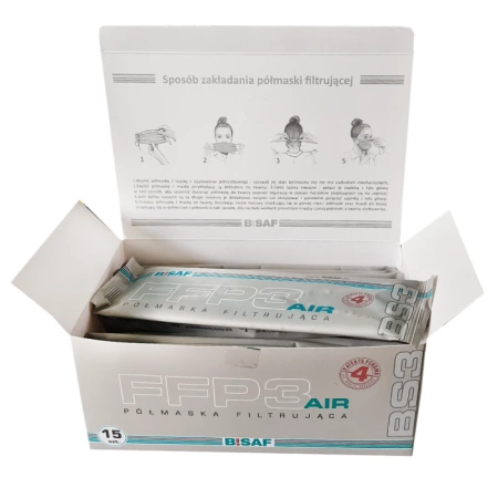 BISAF Maseczka ułatwiająca oddychanie BS3 FFP3 AIR NR biały - kartonik 15szt