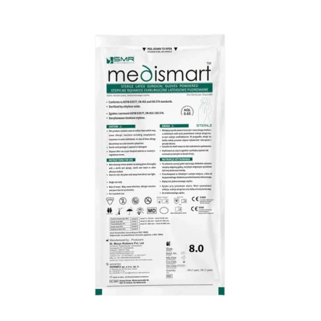 Rękawiczki chirurgiczne sterylne 8.0 lateksowe pudrowane Medismart 50 par