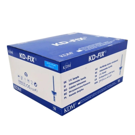 Wenflon niebieski 22G 0,9mm x 25mm kaniula dożylna KD-Fix 50szt