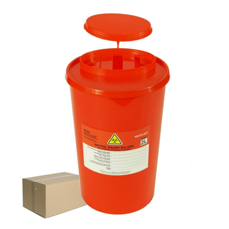 Pojemnik na odpady medyczne 2l czerwony Neuplast 30szt