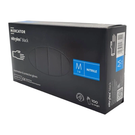 Rękawiczki nitrylowe M czarne Mercator Nitrylex Black 100sztuk