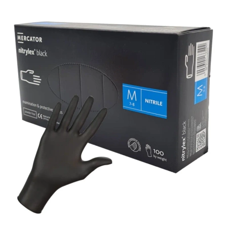 Rękawiczki nitrylowe M czarne Mercator Nitrylex Black 100sztuk