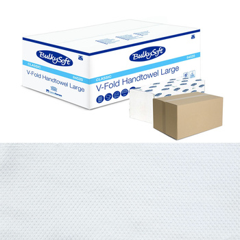 Ręcznik papierowy w listkach 24x21cm składany typu ZZ V-FOLD 3000szt biały 2 warstwy 4op