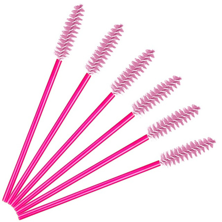 Szczoteczka spiralka do rzęs i brwi, Clavier 50 szt. - ciemny róż