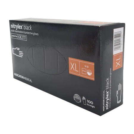 Rękawiczki nitrylowe XL czarne Mercator Nitrylex Black 100sztuk karton 10op