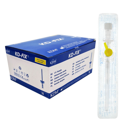 Wenflon żółty 24G 0,7mm x 19mm kaniula dożylna KD-Fix 50szt