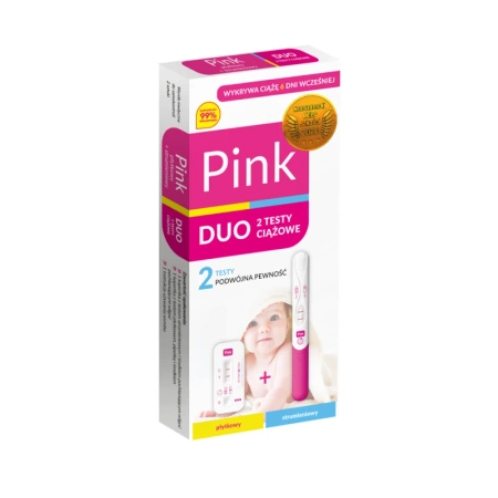Domowy test ciążowy 2w1 PINK DUO płytkowy + strumieniowy 10 mlU/ml 1szt