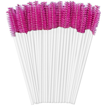 Szczoteczka Spiralka do Rzęs i Brwi, Clavier 50 szt. - biało-bordowa