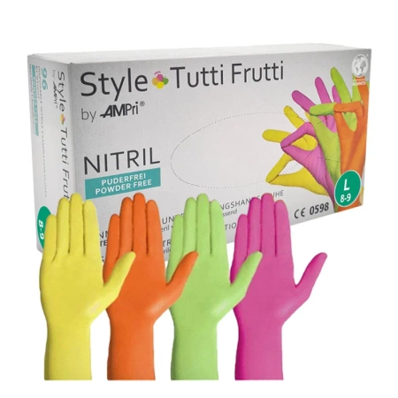 Rękawiczki nitrylowe L kolorowe Ampri Style Tutti Frutti 96sztuk