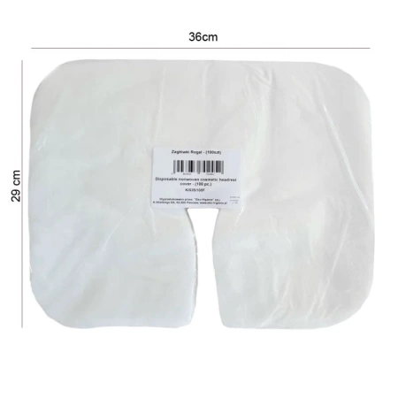 Podkład na zagłówek typu rogal 29cm x 36cm biała włóknina 100szt x 10op