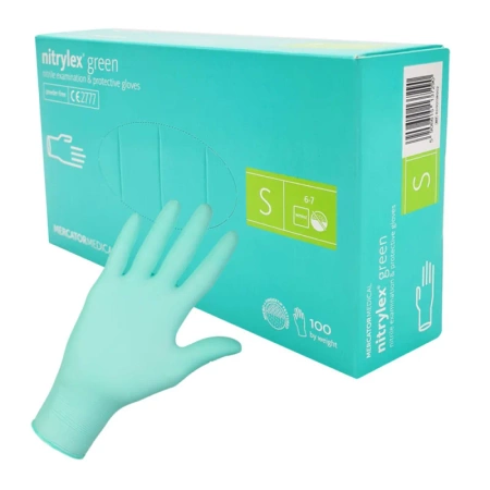 Rękawiczki nitrylowe S zielone Mercator Nitrylex Green 100sztuk