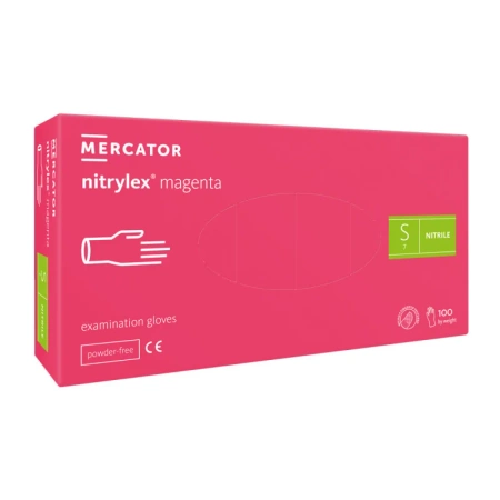 Rękawiczki nitrylowe S różowe Mercator Nitrylex Magenta 100sztuk