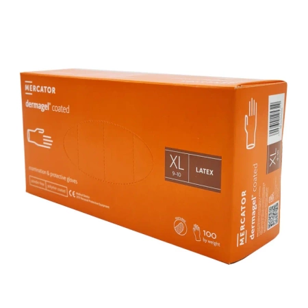 Rękawiczki lateksowe XL Mercator Dermagel Coated 100szt karton 10op