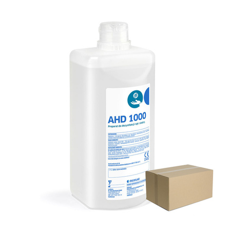 Alkoholowy płyn AHD 1000 do higienicznej i chirurgicznej dezynfekcji rąk i skóry 500ml 12op