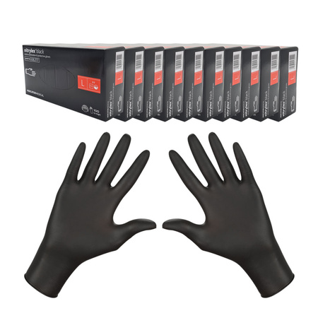 Rękawiczki nitrylowe L czarne Mercator Nitrylex Black 100sztuk karton 10op