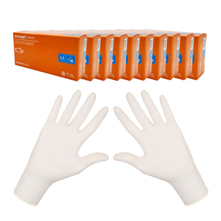 Rękawiczki lateksowe M Mercator Dermagel Coated 100szt karton 10op