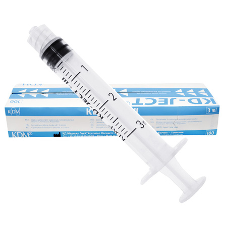 Strzykawka 3ml luer lock trzyczęściowa KD-JECT III 100szt