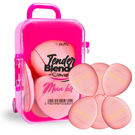 Zestaw mini gąbek do makijażu MUA KIT w walizeczce, Tender Blender, Clavier, make up, 6szt, pink