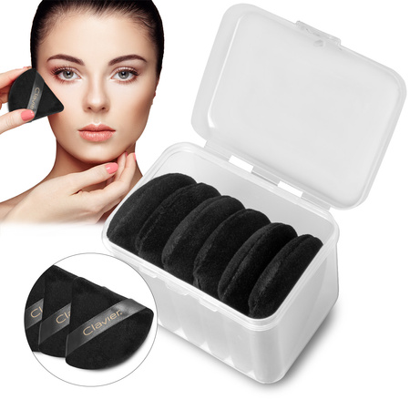 Puszek trójkątny do pudru Clavier, czarny 6szt.