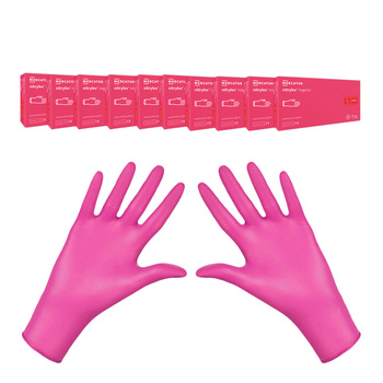 Rękawiczki nitrylowe L różowe Mercator Nitrylex Magenta 100sztuk karton 10op