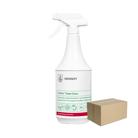 Pianka do szybkiej dezynfekcji i mycia delikatnych powierzchni Velox Foam Extra 1l 12op