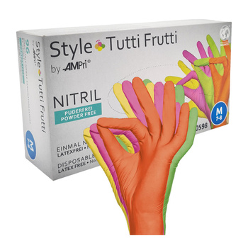 Rękawiczki nitrylowe M kolorowe Ampri Style Tutti Frutti 96sztuk