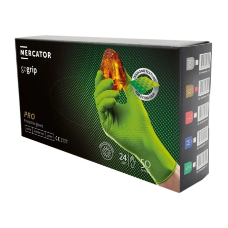 Rękawiczki nitrylowe XL zielone Mercator Gogrip green 50szt karton 10op