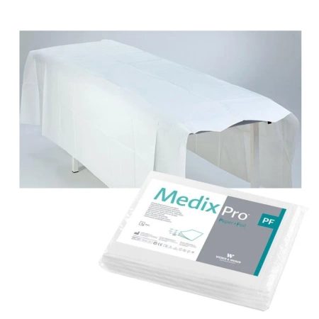 Prześcieradło jednorazowe 150cm x 210cm białe podfoliowane 54g MedixPro 5szt