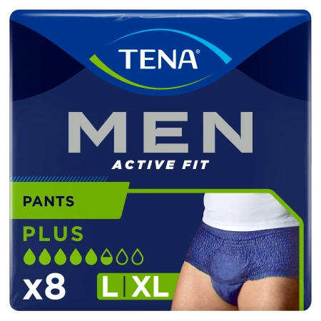 Tena Men Active Fit Pants, majtki chłonne, rozmiar L/XL, 95-130 cm, Plus, 8 sztuk