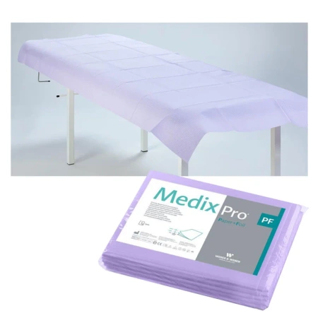 Prześcieradło jednorazowe 77cm x 210cm fioletowe podfoliowane 54g MedixPro 40szt