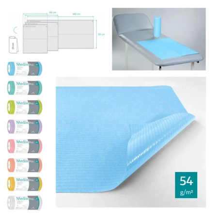 Podkład higieniczny na rolce 50cm x 80cm niebieski podfoliowany 54g MedixPro 225szt