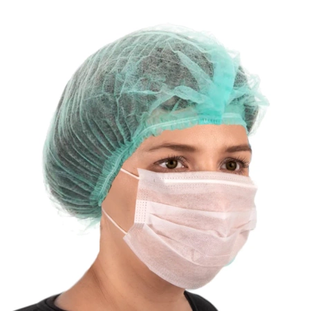 Czepki jednorazowe zielone clip flizelina 12g 100szt karton 20op