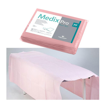 Prześcieradło jednorazowe 150cm x 210cm różowe podfoliowane 54g MedixPro 5szt