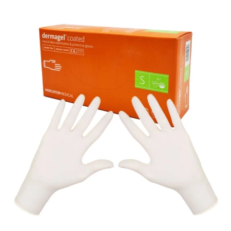 Rękawiczki lateksowe S Mercator Dermagel Coated 100szt