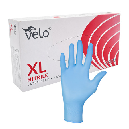Rękawiczki nitrylowe XL niebieskie Velo 100sztuk