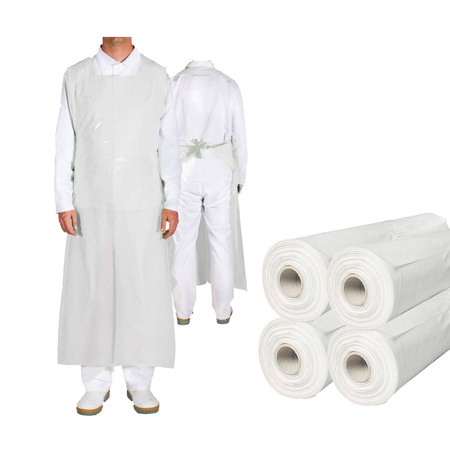 Fartuch foliowy wodoodporny biały 75cm x 120cm wiązany na troki (folia LDPE) 500szt