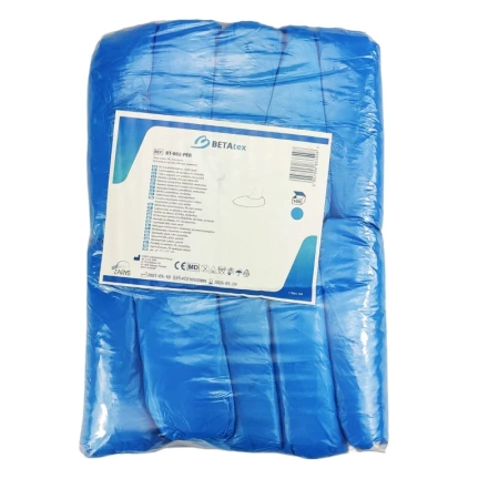 Ochraniacze medyczne na buty foliowe niebieskie krótkie 100szt (50par)