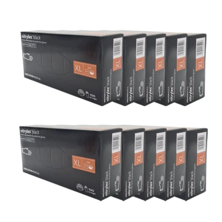 Rękawiczki nitrylowe XL czarne Mercator Nitrylex Black 100sztuk karton 10op
