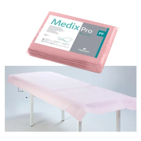 Prześcieradło jednorazowe 77cm x 210cm różowe podfoliowane 54g MedixPro 5szt