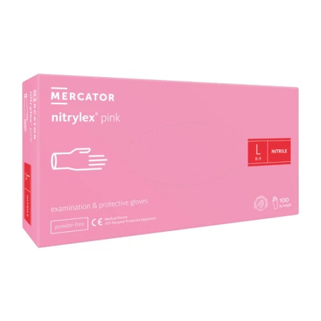 Rękawiczki nitrylowe L różowe Mercator Nitrylex Pink 100sztuk