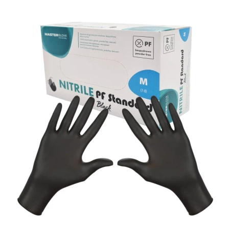 Rękawiczki nitrylowe czarne M Master Glove Nitrile PF Standard Black 100szt